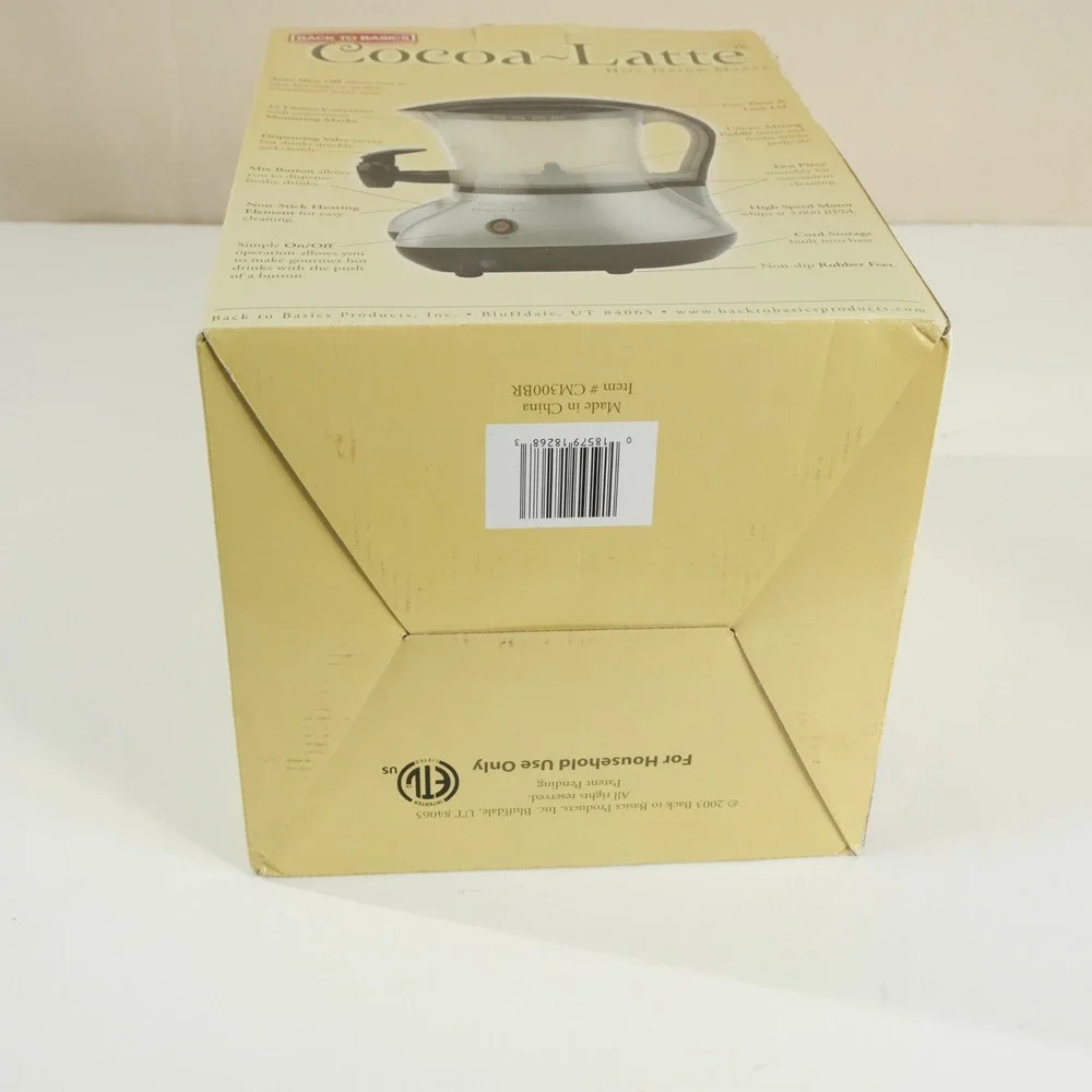 New Back to Basics 32oz Cocoa Latte Hot Drink Maker Silver Black CM300BR in Box